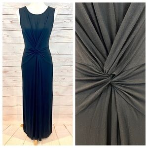 Tahari Twisted Front Stretch Jersey Sleeveless Maxi Dress